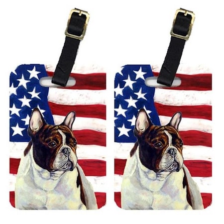 Carolines Treasures Carolines Treasures LH9006BT Pair Of USA American Flag With French Bulldog Luggage Tags LH9006BT